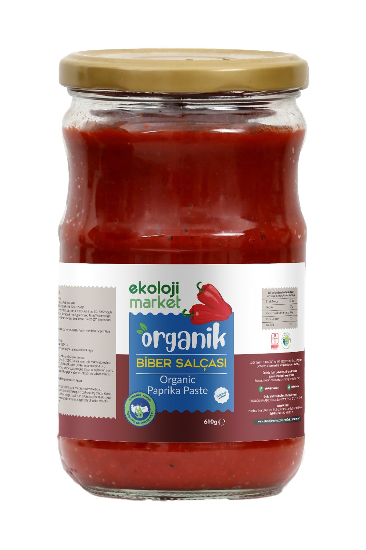 Organik Glutensiz Biber Salçası Tuzsuz 610 gr