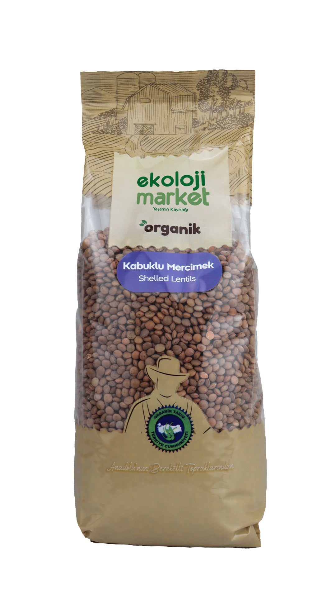 Organik Glutensiz Kabuklu Mercimek 750 gr
