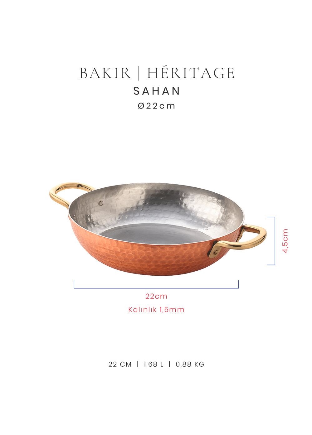 Voeux Héritage Series -Bakır-Çift Kulplu Sahan