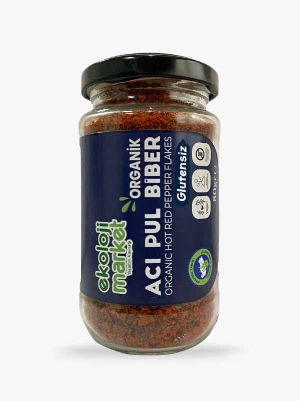 Organik Glutensiz Kavanoz Pul Biber- Acı 80 gr